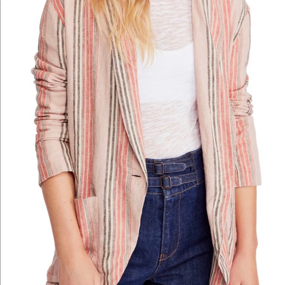 Simply Stripe Free People Linen Blazer
